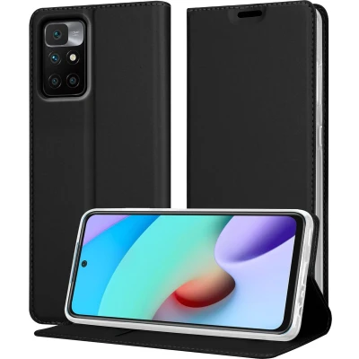 Afbeelding van Cadorabo Hoesje geschikt voor Xiaomi RedMi 10 in CLASSY ZWART Beschermhoes met magnetische sluiting, standfunctie en kaartvakje Book Case Cover Etui