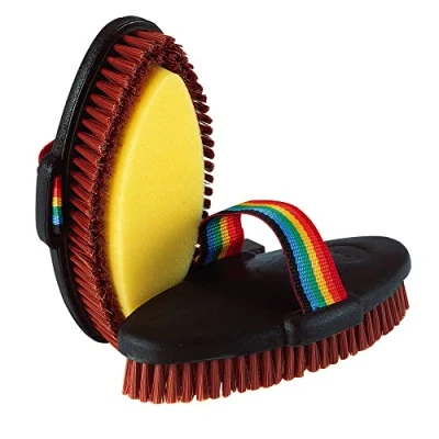 Afbeelding van Hippotonic Borstel met Spons Rug van PVC Zwart 18x8,5cm