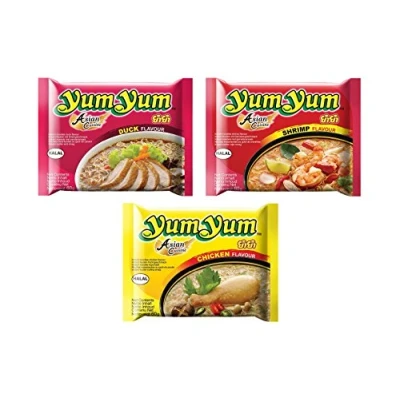 Afbeelding van YumYum Instant Noedelsoepen Eend Garnalen Kip Yum Chicken Shrimps Duck Mix 30 stuks