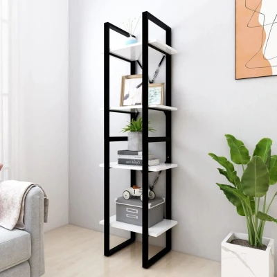 Afbeelding van Boekenkast met 4 schappen 40x30x140 cm bewerkt hout wit
