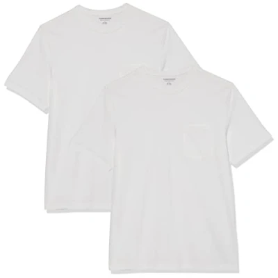 Image de Amazon Essentials Lot de 2 t shirts à manches courtes et col rond pour homme grande taille, coupe classique, blanc, taille 4XL