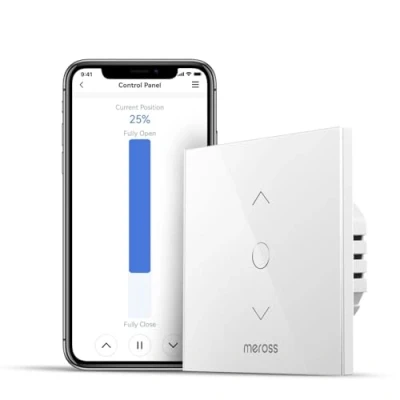 Afbeelding van Meross Wifi schakelaar voor rolluiken (neutrale draad vereist), touch raamgordijn, compatibel met Alexa, Google Home en SmartThing