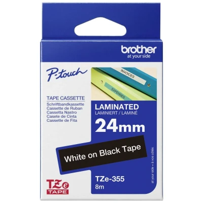 Afbeelding van Brother TZe 355 Tape Wit op zwart (24 mm)