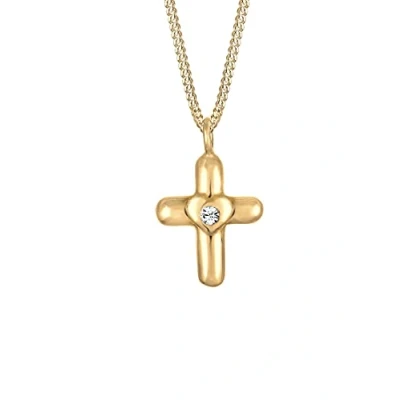Afbeelding van Elli Ketting Kinderen Hart Kruis Basic Kristallen 925 Sterling Zilver