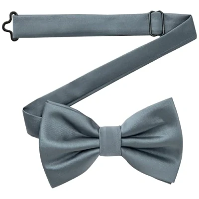 Afbeelding van DonDon noeud papillon homme fait main look soie 12 x 6 cm Gris foncé