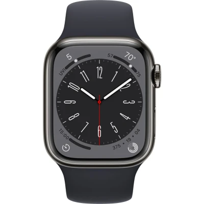 Afbeelding van Apple Watch Series 8 41mm GPS + Cellular RVS Sportbandje Zwart