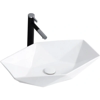 Afbeelding van REA Vegas Opzetwastafel Waskom 36.5 x 56.5 12 cm Glans Wit