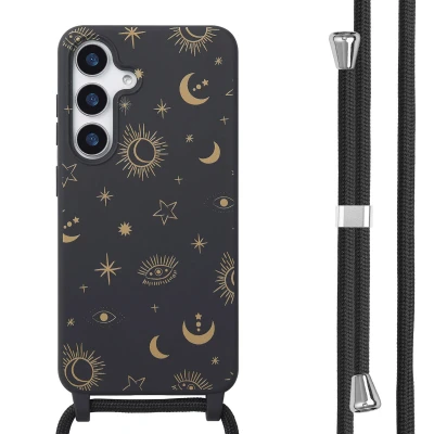 Afbeelding van imoshion hoesje Geschikt voor Samsung Galaxy S25 met koord Siliconen design Meerkleurig / Sky Black