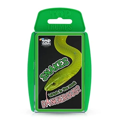 Afbeelding van Top Trumps Snakes Classic kaartspel, leer interessante feiten over King Cobra, Death Adder en Grasslang in dit educatieve spel, meer dan 2 spelers zijn een geweldig cadeau