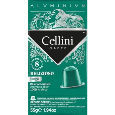 Image de Café Cellini Capsules en Aluminium compatibles Nespresso Delizioso 100 pièces avec notes aromatiques d&#039;épices et de fruits secs