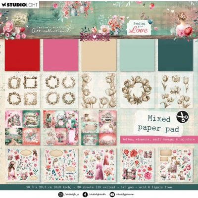Afbeelding van Mixed Paper Pad Vellum, Unicolor &amp; Elements Sending You Love nr.290