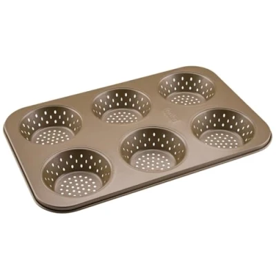 Afbeelding van Zenker Set van 6 broodjesplaten, geperforeerde bakvorm voor knapperige broodjes, antiaanbaklaag ter voorkoming plakken, hittebestendig tot +230 C, 34 x 22 3 cm