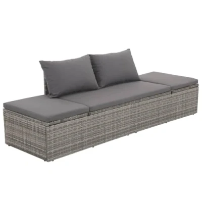Afbeelding van Tuinbed 195x60 cm poly rattan grijs