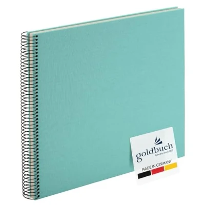 Afbeelding van goldbuch 25607 Spiraalalbum Bella Vista, fotoalbum, 35 x 30 cm, fotoalbum met 40 witte pagina&#039;s, herinneringsalbum van linnen, fotoboek voor foto&#039;s en om in te plakken, aqua