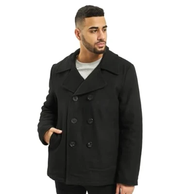 Afbeelding van Brandit Pea Coat Uniformjas zwart XL Wol Basics