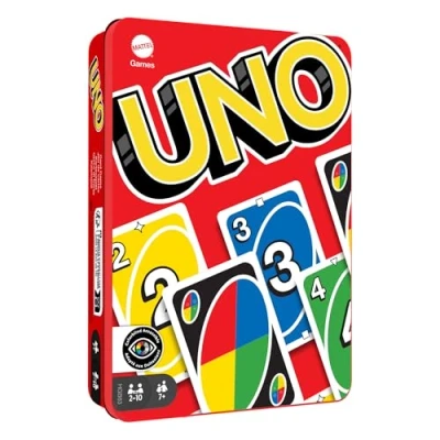 Afbeelding van UNO metalen box, gezelschapsspel en 112 kaarten voor het hele gezin, 2 tot 10 spelers, vanaf 7 jaar, HGB63