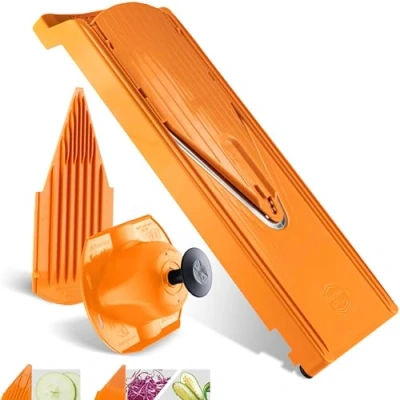 Afbeelding van Börner Mandoline V3 Basic 3 delige set 2 snijdiktes BPA vrij en Roestvrij Oranje