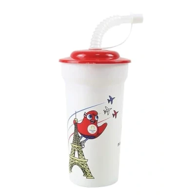 Afbeelding van FUN HOUSE OLYMPISCHE SPELLEN PARIJS 2024 MOLKE/JO GLAS MET STRAND 400 ML VOOR KINDEREN HERBRUIKBAAR VAARE
