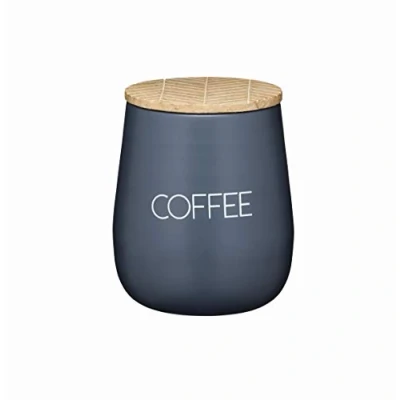 Afbeelding van KitchenCraft Serenity Koffiebewaardoos met luchtdicht deksel ijzer/mango hout grijs/bruin 12,5 x 15 cm
