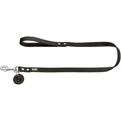 Afbeelding van Hunter Looplijn Leder Zwart Hondenriem 100x2.0 cm