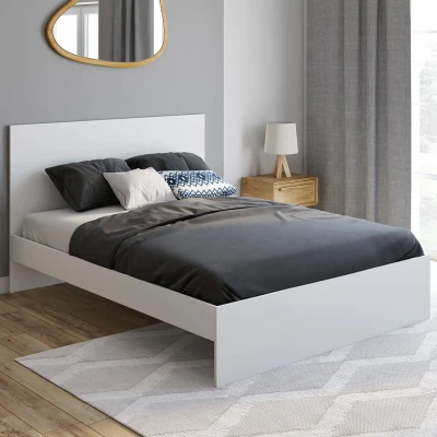 Afbeelding van lit double OMAHA avec tête de et sommier 140 x 190 cm blanc