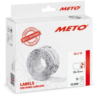 Afbeelding van Meto 12.000 stuks handlabelprinteretiketten (26 x 12 mm, 1 regel, wit, zelfklevend, permanent, voor Meto, Hutner, Avery, Contact, Sato, Tovel, enz.)