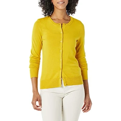 Image de Amazon Essentials Gilet Col Rond Léger (Grandes Tailles Disponibles) Women&#039;s, Jaune Foncé, XS
