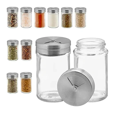 Afbeelding van Relaxdays 12x kruidenpotje met strooideksel set kruidenstrooiers strooipotjes 90 ml
