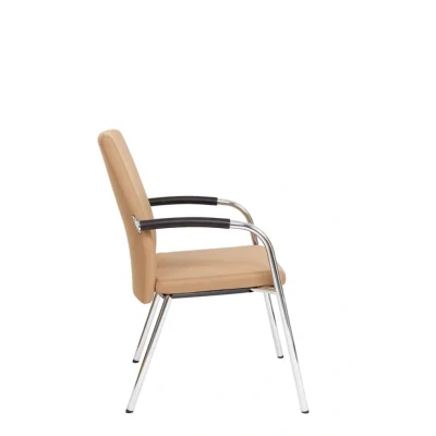 Afbeelding van Vergaderstoel F240 4 poots met chrome onderstel in beige stof