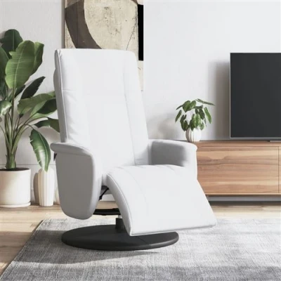 Image de vidaXL Fauteuil inclinable avec repose pieds blanc similicuir356510