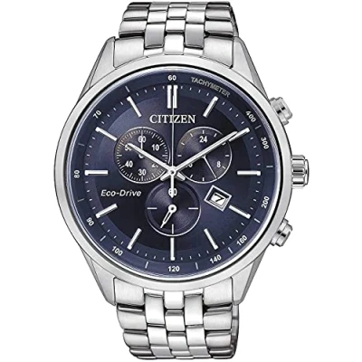 Afbeelding van Citizen Herenhorloge, chronograaf, eco drive, met armband van roestvrij staal, Blauw, armband, Modern, eventueel sportief of luxueus