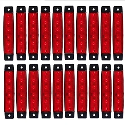 Afbeelding van KYYET Led zijmarkeringslichten, 6 leds, 2835 SMD vrijmakingslichten voor vrachtwagen aanhanger RV camper pick up tractor SUV boot 12V DC schokbestendig (20 stuks rood)