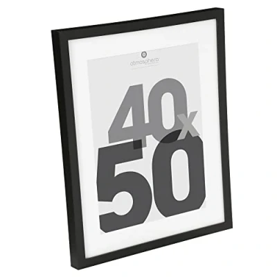 Afbeelding van Fotolijst Zwart Glas 40 X 50 CM Wissellijst met passe partout Glazen Posterlijst