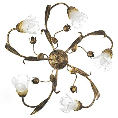 Afbeelding van Arianna plafondlamp, bronskleurig, 5 lamps, ijzer, glas