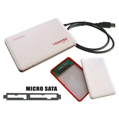 Image de Boitier Blanc Pour Disque Dur MICROSATA 1.8 Liaison USB 2.0 Avec Accessoires
