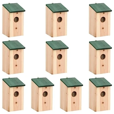 Afbeelding van Vogelhuisjes 10 st 12x12x22 cm massief vurenhout