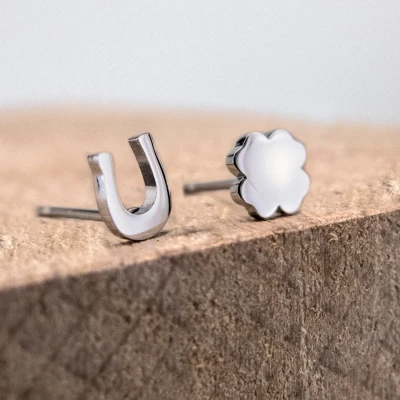 Image de Ponytail&amp;Co Boucles d&#039;oreilles Fer à cheval &amp; Trèfle Acier