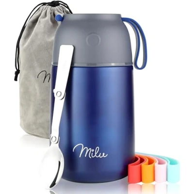 Afbeelding van Milu® roestvrijstalen thermos container, om mee te nemen, 800 ml, marineblauw