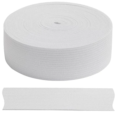 Afbeelding van AERZETIX C67536 Platte elastische band gevlochten 5 meter breedte 25 mm polyester + latex kleur wit