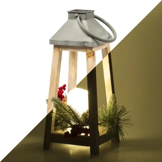 Afbeelding van Kerstlantaarn met kerststukje Lumineo 36 centimeter (Led, Batterijen)