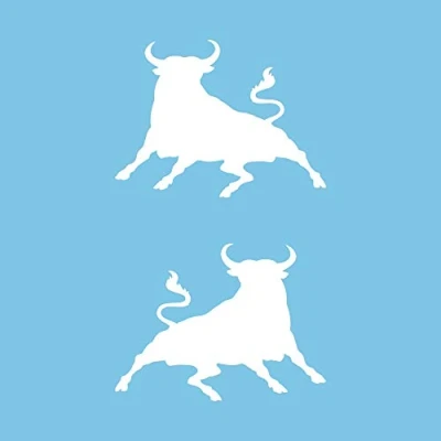 Afbeelding van Autodomy Stier springende stickers, Spaans, 2 stuks, voor auto of motorfiets (wit)