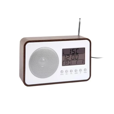 Afbeelding van Karlsson Wekker Fm Radio Donker hout 19.2x6.6x12.5cm Scandinavisch
