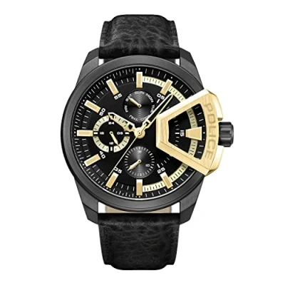 Afbeelding van Police OUTLET Watcher underlined herenhorloge, analoog, kwarts, met leren band PEWJF0005704, zwart, klassiek, zwart., Klassiek