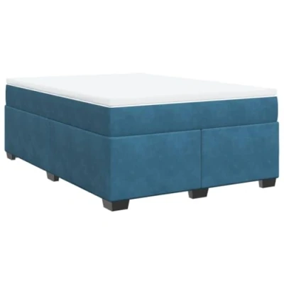 Afbeelding van vidaXL Boxspring met matras fluweel donkerblauw 140x200 cm
