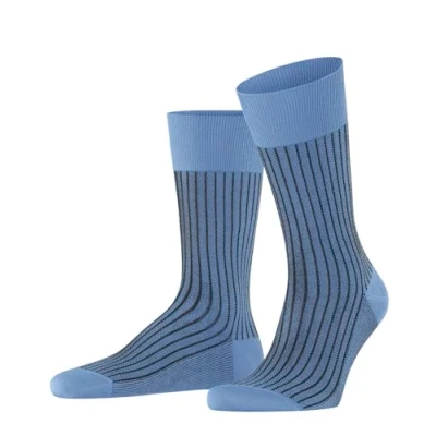 Afbeelding van FALKE Oxford Stripe herensokken blauw (cornflower blue) Maat: 43 44