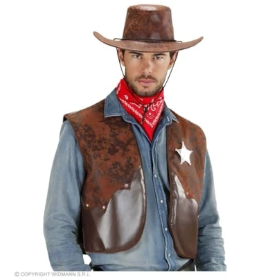 Afbeelding van Widmann Cowboy &amp; Cowgirl Kostuum Vest Man Bruin XL Carnavalskleding Verkleedkleding