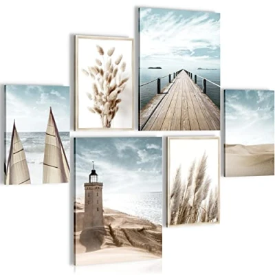 Afbeelding van zee 90 x 80 cm Meteen ophangen muurdecoratie wanddecoratie woonkamer canvas schilderijen slaapkamer