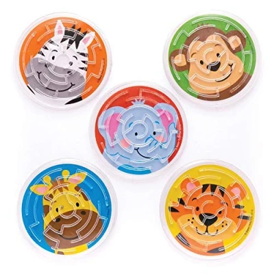 Afbeelding van Baker Ross Jungle Chums doolhof spel &quot;vrienden van de jungle&quot; (6 stuks) en balspel, perfect voor kindergeschenken, Halloween feestartikelen, piñata pennen of