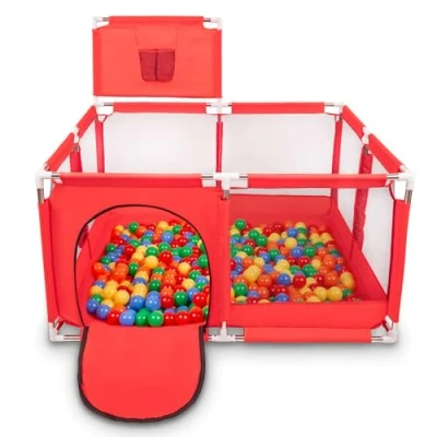 Afbeelding van Selonis kinderbox met mand en 200 ballen, rood:groen/geel/blauw/rood/oranje
