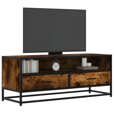 Afbeelding van vidaXL Tv meubel 100x34,5x40 cm bewerkt hout metaal gerookt eikenkleur